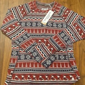 Smartwool Red and Blue Patterned Long Sleeve Tee